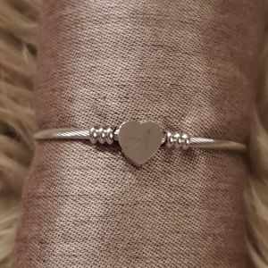 Silver Monogrammed Bangle Bracelet